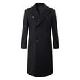 thumbnail image 1 of gbyLJF Men's Woolen Overcoat Solid Color Lapel Long Coat Casual Fall/Winter Double Breasted Outwear with Pockets, 1 of 7