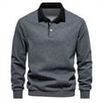 thumbnail image 1 of gbyLJF Mens Collared Pullover Button Up Solid Color Sweatshirts for Men Fall Winter 2024 Casual Business Work Sweatshirts No Hooded, 1 of 1