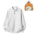 thumbnail image 1 of gbyLJF Mens Fleece Lined Sweatshirt Half-button Stand Up Collar Long Sleeve Sweaters Casual Solid Color Pullover Shirts, 1 of 7