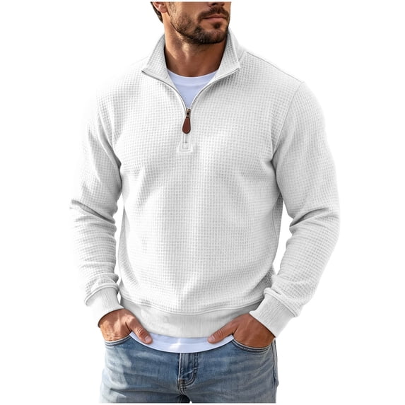 gbyLJF Mens Knit 1/4 Zip Pullover Solid Color Base Layer Sweater Long Sleeve Casual Tops Fall Winter Trendy Clothes