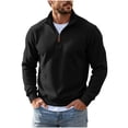 thumbnail image 1 of gbyLJF Mens Knit 1/4 Zip Pullover Solid Color Base Layer Sweater Long Sleeve Casual Tops Fall Winter Trendy Clothes, 1 of 6