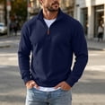 thumbnail image 1 of gbyLJF Mens Knit 1/4 Zip Pullover Solid Color Base Layer Sweater Long Sleeve Casual Tops Fall Winter Trendy Clothes, 1 of 5