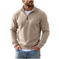 thumbnail image 1 of gbyLJF Mens Knit 1/4 Zip Pullover Solid Color Base Layer Sweater Long Sleeve Casual Tops Fall Winter Trendy Clothes, 1 of 6