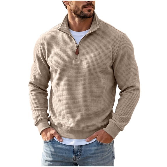 gbyLJF Mens Knit 1/4 Zip Pullover Solid Color Base Layer Sweater Long Sleeve Casual Tops Fall Winter Trendy Clothes