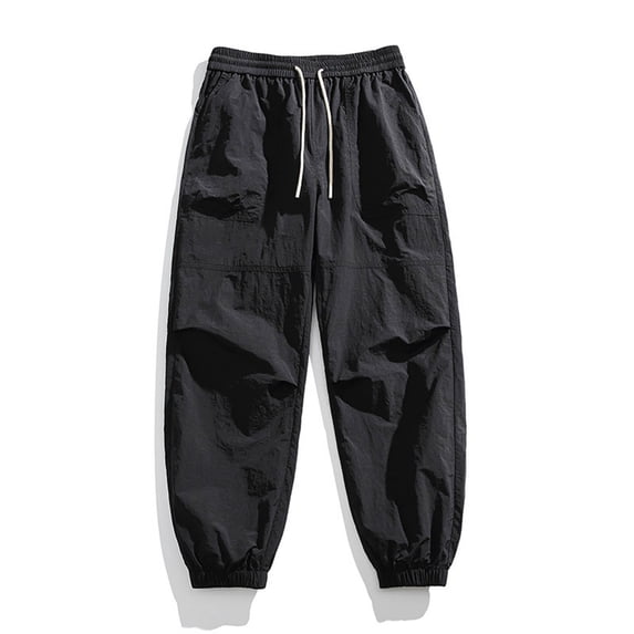 gbyLJF Mens Loose Cargo Pants Soid Color Elastic Waisted Work Pants Casual Hiking Jogger Sweatpants with Pockets