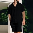 thumbnail image 1 of gbyLJF Mens Matching Shirt and Shorts Set Button Down Short Sleeve 2 Piece Outfits Summer Vacation Mens Clothes Set, 1 of 7