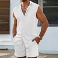 thumbnail image 1 of gbyLJF Mens Short Sets 2 Piece Outfits Button Up Sleeveless Tank Top and Shorts Set Summer Vacation Outfits Sets, 1 of 9