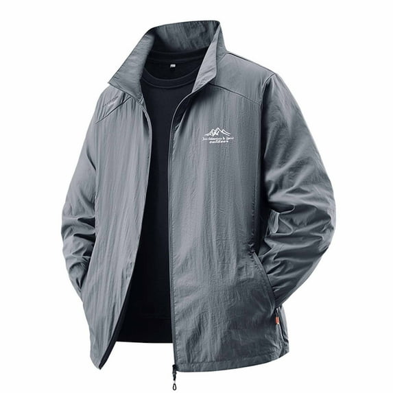 gbyLJF Mens Thin Hiking Jackets Spring Long Sleeve Quick-drying Sun Protective Jacket Full Zip Casual Tops Coats with Zipper Pockets
