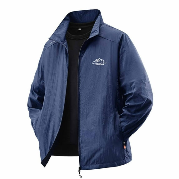 gbyLJF Mens Thin Hiking Jackets Spring Long Sleeve Quick-drying Sun Protective Jacket Full Zip Casual Tops Coats with Zipper Pockets