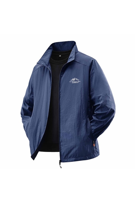 Mens Thin Hiking Jackets Spring Long Sleeve Quick-drying Sun Protective Jacket Full Zip Casual Tops Coats with Zipper Pockets