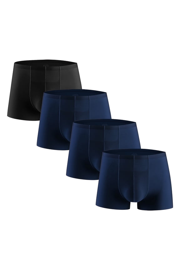 Mens Underwear Boxer Briefs Comfotable Breathable Summer Underpant Ice Silk Underwear 4 Pack