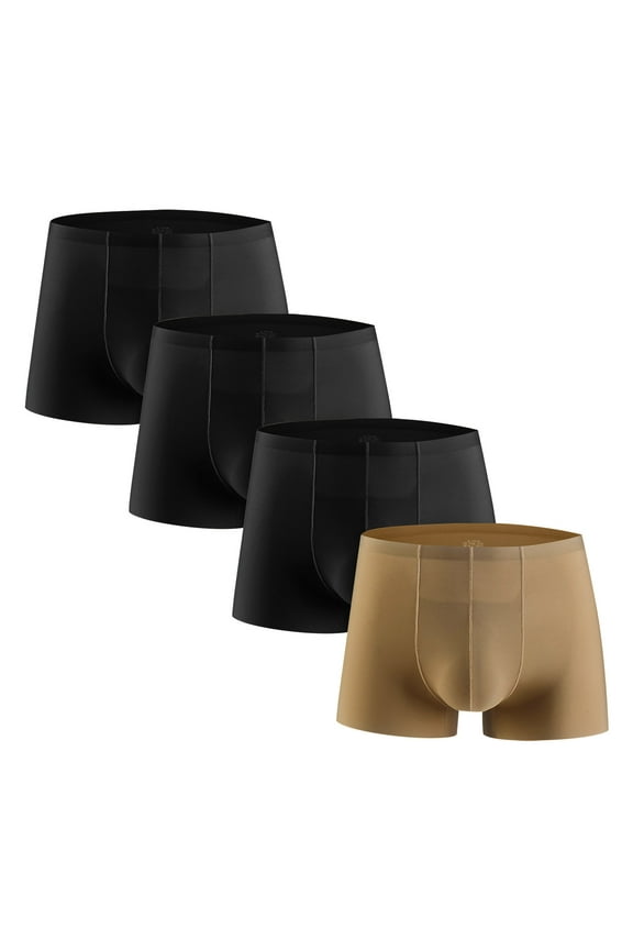Mens Underwear Boxer Briefs Comfotable Breathable Summer Underpant Ice Silk Underwear 4 Pack