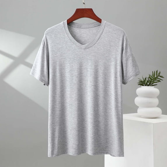 gbyLJF Mens V Neck Tee Classic Fit V Neck Short Sleeve T-Shirt Summer Casual Loose Fit Stretch Tops for Men