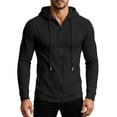 thumbnail image 1 of gbyLJF Mens Zip Up Waffleknit Hoodies Fitted Running Workout Sweatshirt Sports Hooded Jacket with Zipper Pockets, 1 of 9