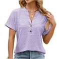 thumbnail image 1 of gbyLJF Mock Neck Tops for Women Peasant Tops for Women Pretty Blouses for Women 2024 Women Tops Trendy Purple L, 1 of 1