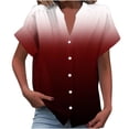 thumbnail image 1 of gbyLJF Modest Blouses for Women Womens Clothing Trendy Short Sleeve Blouses for Women Casual Beachy Tops Red L, 1 of 5