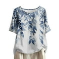 thumbnail image 1 of gbyLJF Open Back Tops for Women Womens Summer T Shirts Womens Long Tunic Tops To Wear with Leggings Lace Tunic Blue S, 1 of 5