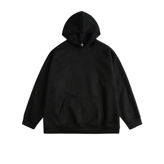 gbyLJF Oversize Hoodie for Men Solid Color Deerskin Velvet Long Sleeve Round Neck Sweatshirt Men's Daily Casual Pocket Pullover Top