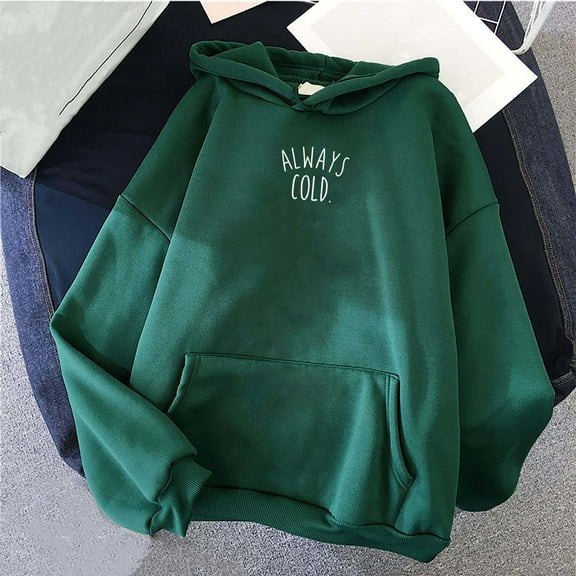 gbyLJF Oversized Graphic Print Hoodies for Women Lightweight Sweatshirt Trendy Fleece Pocket Pullover Tops A01_Green XL