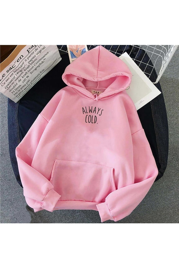 Oversized Graphic Print Hoodies for Women Lightweight Sweatshirt Trendy Fleece Pocket Pullover Tops A01_Pink L