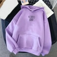 thumbnail image 1 of gbyLJF Oversized Graphic Print Hoodies for Women Lightweight Sweatshirt Trendy Fleece Pocket Pullover Tops A01_Purple XL, 1 of 3