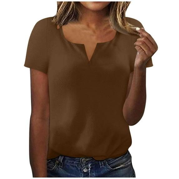 gbyLJF Oversized V Neck Sweatshirt for Women Corset Tops Exercise Shirts for Women Sports Tops for Women Brown L