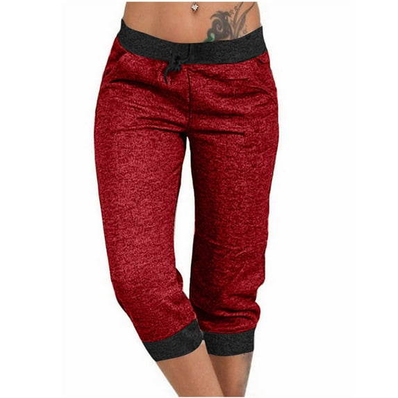 gbyLJF Plus Size Capri Pants for Women High Waist Drawstring Yoga Pants Summer Casual Soft Comfy Breathable Workout Pants