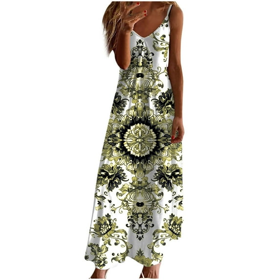 gbyLJF Plus Size Dress For Women Floral Wrap Dress Women' S Cocktail Dress Summer Linen Dress A03_Yellow L