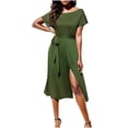 thumbnail image 1 of gbyLJF Plus Size Plaid Dress Womens Floral Dress Wrap Dress with Pockets Summer Print Dress Green L, 1 of 6