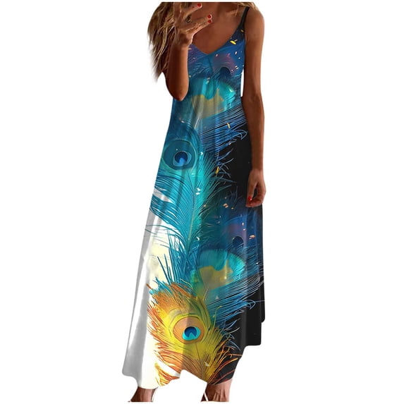 gbyLJF Plus Size Sunflower Dress Flounce Hem Dress Dress Party for Women Summer Dress V Neck A04_Multicolor L