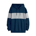 thumbnail image 1 of gbyLJF Pullover Top for Men Color Matching Long Sleeve Fleece Sweatshirt Casual Loose Comfy Drawstring Hoodie, 1 of 3