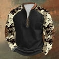 thumbnail image 1 of gbyLJF Quarter Zip Pullover for Men Midweight Camouflage Printed Round Neck Top Vintage Casual Long Sleeve Sweatshirts, 1 of 4