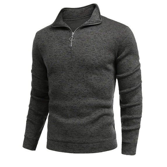 gbyLJF Quarter Zipper Sweater Pullover for Men Solid Color Long Sleeve Turndown Collar Sweatshirt Winter Casual Soft Basic Tops