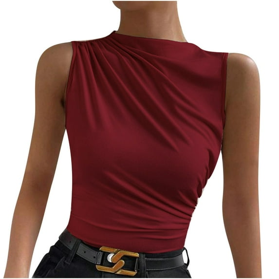 gbyLJF Racer Back Tank Tops Womens Tank Top Women Summer Womens One Shoulder Sleeveless Crop Top Tan Tops