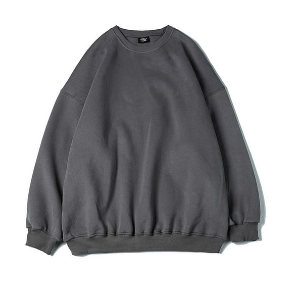 gbyLJF Round Neck Sweatshirt for Men Casual Loose Comfy Solid Color Sweatshirt Winter Long Sleeve Base Pullover Tops
