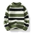 thumbnail image 1 of gbyLJF Semi-turtleneck Sweater for Men Loose Fit Striped Color-blocked Pullover Warm Knitted Top for Aautumn and Winter, 1 of 4