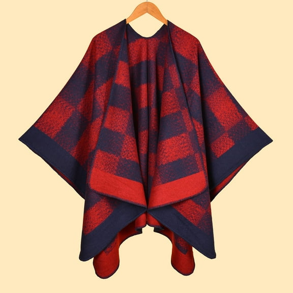 gbyLJF Shawl Wraps for Women Open Front Scarf Cardigan Coat Casual Oversized Plaid Printed Warm Blanket Ladies Gifts