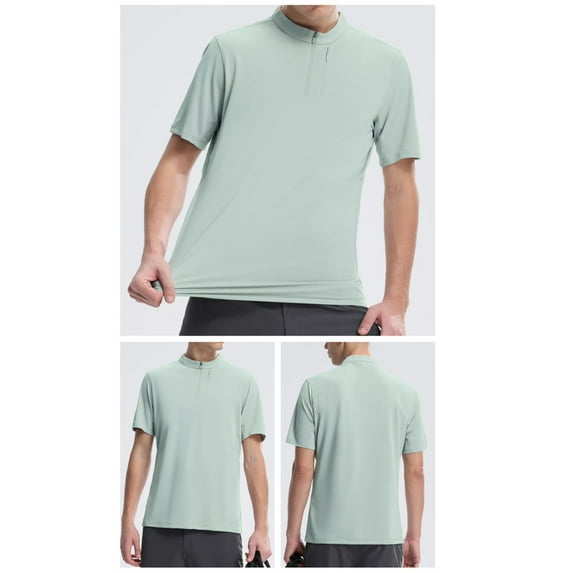 gbyLJF Short Sleeve Pullover Shirts for Men Stretch Quarter Zip Sweatshirts Quick Dry Summer Sports T-shirts