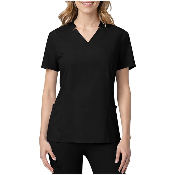 gbyLJF Short Sleeve Tops for Women Stretch V Neck Scrubs Top with Pockets Classic Solid Color Medical Uniforms
