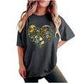 thumbnail image 1 of gbyLJF Short Sleeve Tunic Tops for Women Cute Printed Crew Neck T Shirt Loose Outdoor Casual Summer Tee Dark Gray L, 1 of 7