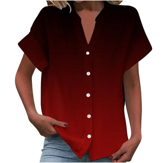 gbyLJF Short Sleeve Undershirts for Women Womens Shirts Womens T Shirts Loose Fit Plus Size V Neck Tops Wine M