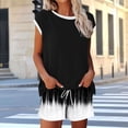 thumbnail image 1 of gbyLJF Shorts Set for Women Summer Two Piece Short Sleeve Sweatsuit Crewneck Tops Matching Drawstring Shorts Sets, 1 of 6
