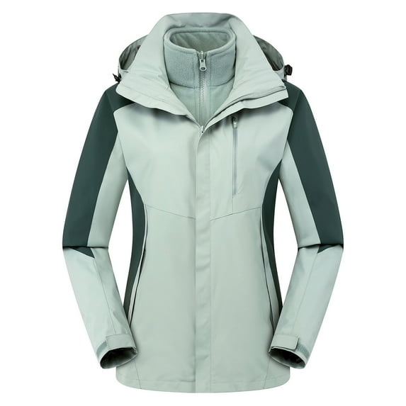 gbyLJF Ski Jackets Womens Waterproof Fleece Snow Coat Winter Warm 3 in 1 Snowboarding Jackets Windbreaker Raincoat Mint Green XXL