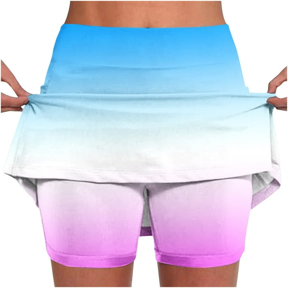 gbyLJF Skirts for Women Trendy Summer Stretch Yoga Culottes Athletic Shorts High Waist Lightweight Tight Joggers Multicolor M