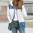thumbnail image 1 of gbyLJF Sleeveless Jacket for Women Color-blocked Drawstring Full Zipper Hoodie Coat Fall Winter Fleece Warm Jackets, 1 of 5