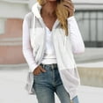 thumbnail image 1 of gbyLJF Sleeveless Jacket for Women Color-blocked Drawstring Full Zipper Hoodie Coat Fall Winter Fleece Warm Jackets, 1 of 5