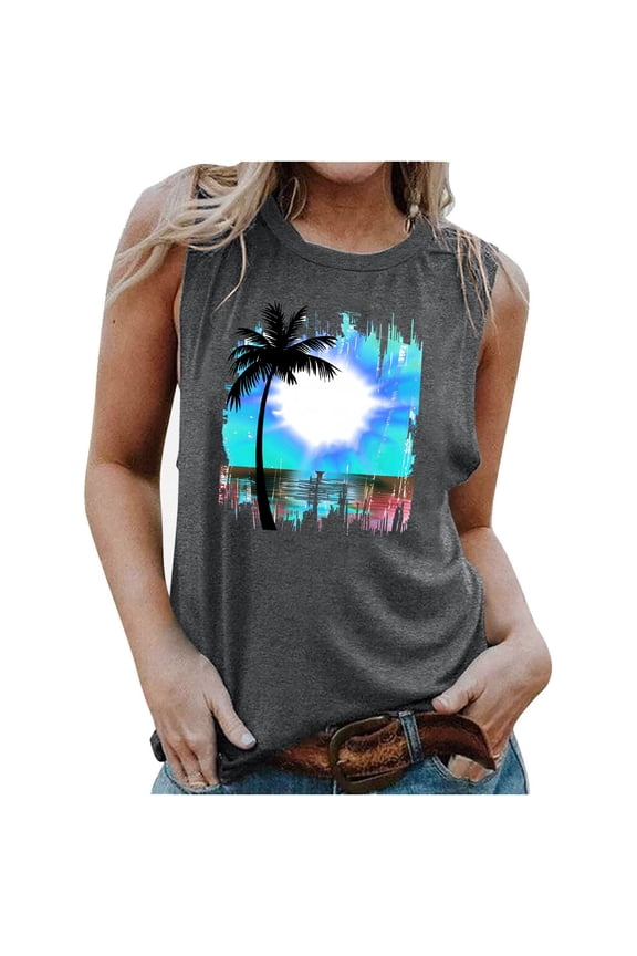 Sleeveless Plus Size Tops for Women Basic Tanks Tank Tops for Women Crop Neon Tank Tops for Women Dark Gray L