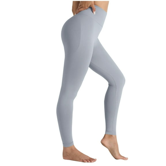 gbyLJF Soft Leggings for Women - High Waisted Tummy Hide No See Through Workout Yoga Pants Stretch Skinny A01_Gray M