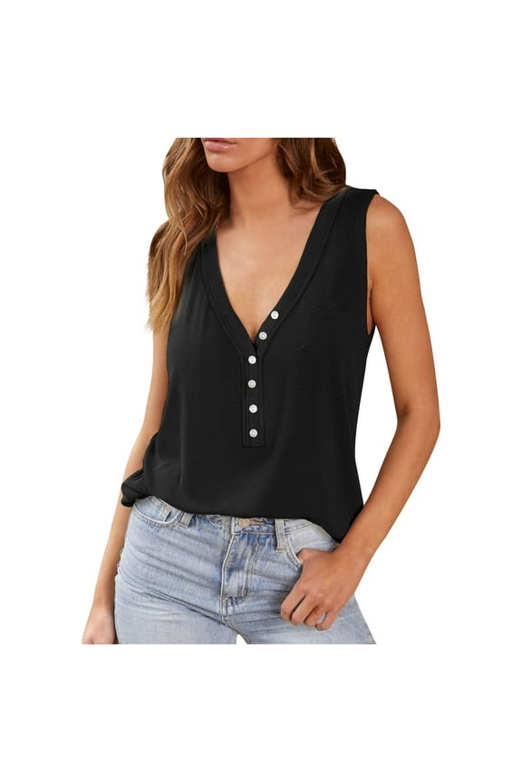 Summer Casual Tops for Women Bulk Tank Tops Women Tank Top for Women V Neck Womens V Neck Tank Tops Black XL