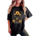 thumbnail image 1 of gbyLJF Summer Short Sleeve Tops for Women 2024 Crew Neck Drop Shoulder Sleeve T Shirt Oversized Loose Cotton Print Tee Black XXL, 1 of 6